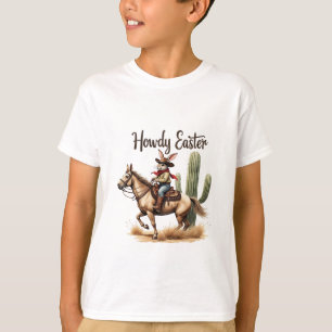 Howdy Easter Bunny Riding a Horse Cowboy  T-Shirt