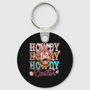 Howdy Easter Cute Cow Easter Western Easter Bunny  Keychain