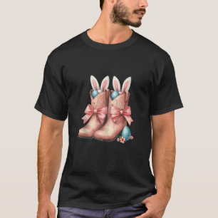 Howdy Easter Western Easter Bunny Cowboy Boots Coq T-Shirt