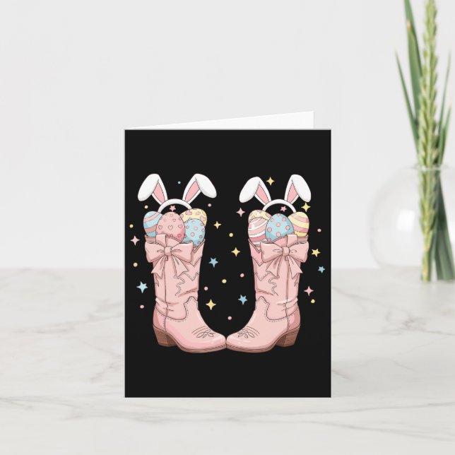 Howdy Easter Western Easter Bunny Cowboy Boots Eas Card (Front)