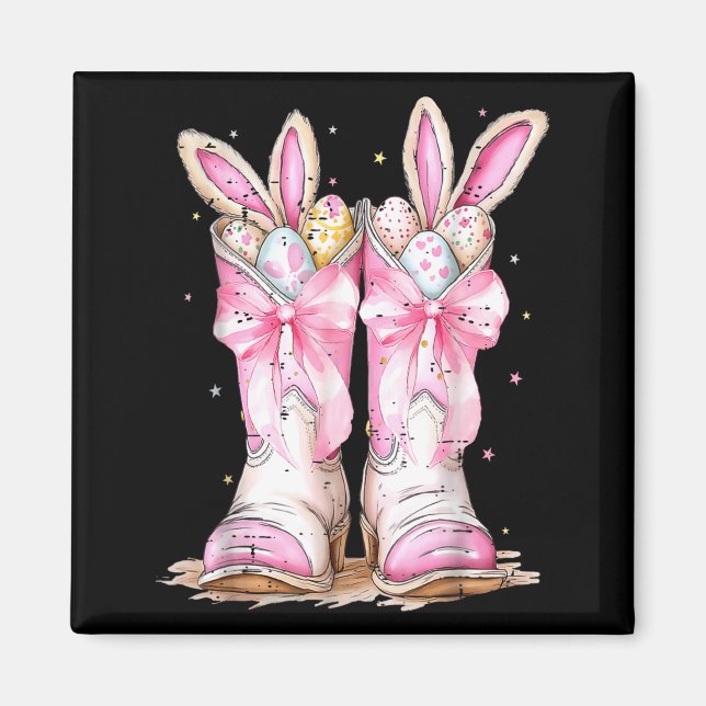 Howdy Easter Western Easter Bunny Cowboy Boots Hap Magnet (Front)