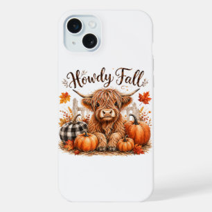 Howdy Fall Highland Cow Happy Thanksgiving Autumn iPhone 15 Plus Case