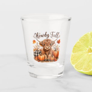 Howdy Fall Highland Cow Happy Thanksgiving Autumn Shot Glass