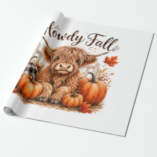 Howdy Fall Highland Cow Happy Thanksgiving Autumn Wrapping Paper