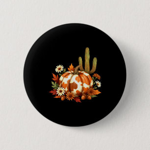 Howdy Fall Pumpkin Retro Western Cowboy Cow Hallow 2 Inch Round Button
