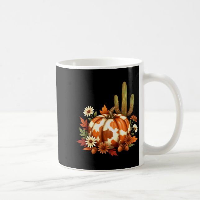 Howdy Fall Pumpkin Retro Western Cowboy Cow Hallow Coffee Mug (Right)