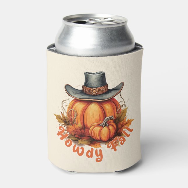 Howdy Fall – Rustic Autumn Vibes Can Cooler (Can Front)