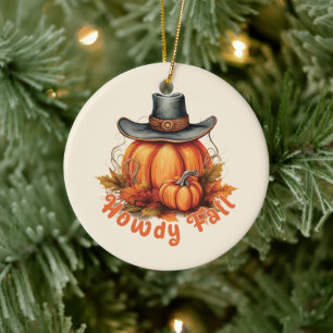 Howdy Fall – Rustic Autumn Vibes Ceramic Ornament
