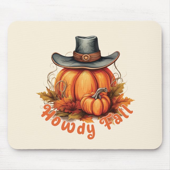 Howdy Fall – Rustic Autumn Vibes Mouse Pad (Front)