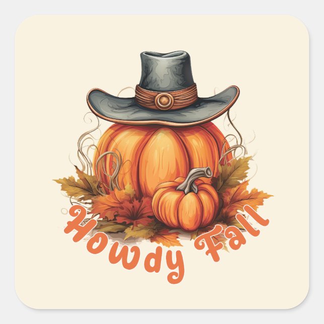 Howdy Fall Square Sticker (Front)