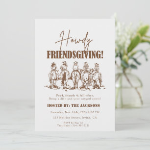 Howdy Friendsgiving Invitation Western Cowgirl