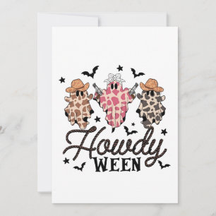 Howdy Ghost Halloween Rodeo Western Howdy Cowboy Thank You Card