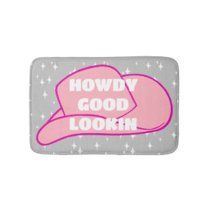 Howdy Good Lookin Rancher Cowboy Hat Grey Dorm Bath Mat