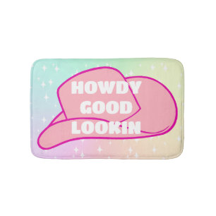 Howdy Good Lookin Rancher Cowboy Hat Ombre Bath Mat