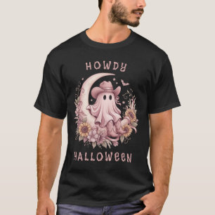 Howdy Halloween Boho Western Ghost on Moon T-Shirt