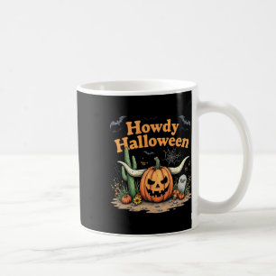 Howdy Halloween Pumpkin Skull Desert Western Scene Coffee Mug
