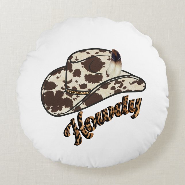 Howdy Hat - Howdy honey - Howdy Round Pillow (Front)