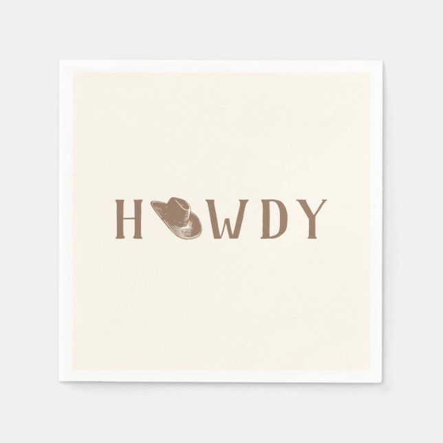 Howdy Hat My First Rodeo Birthday Neutral Party Napkin (Front)