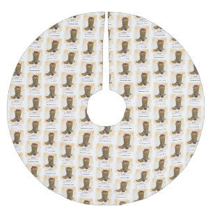 Howdy Holidays Christmas Lights Cowboy Boot Brushed Polyester Tree Skirt