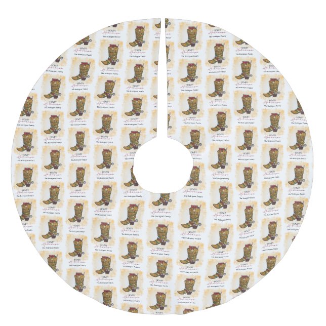 Howdy Holidays Christmas Lights Cowboy Boot Brushed Polyester Tree Skirt (Front)