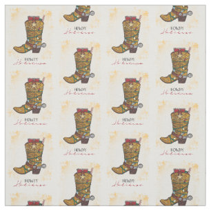 Howdy Holidays Christmas Lights Cowboy Boot Fabric