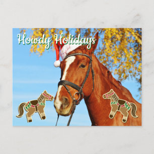 Howdy Holidays - Customizable Horse Christmas Postcard
