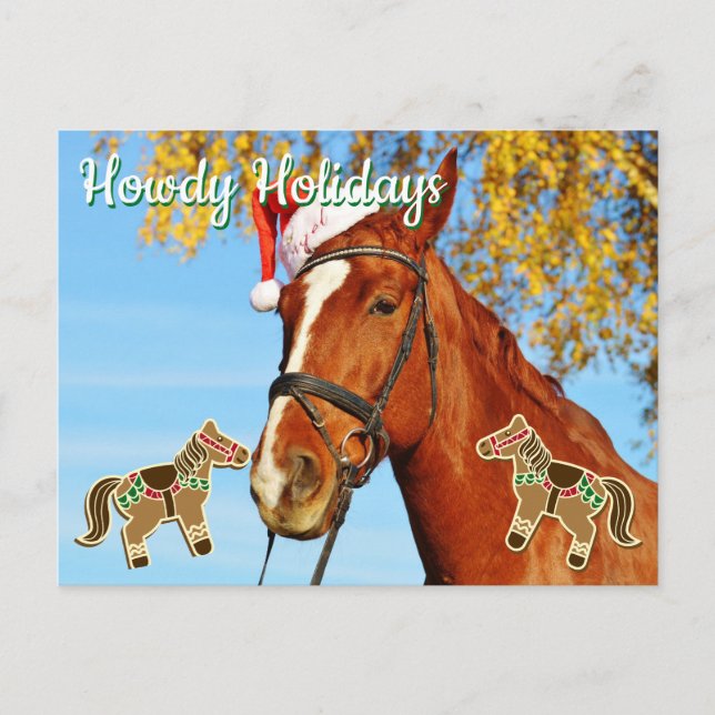 Howdy Holidays - Customizable Horse Christmas Postcard (Front)