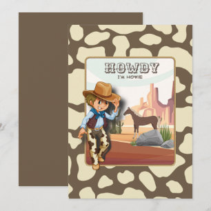 Howdy howies first birthday animal print invitation