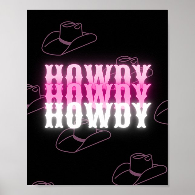 Howdy Neon Poster noir et rose (Devant)