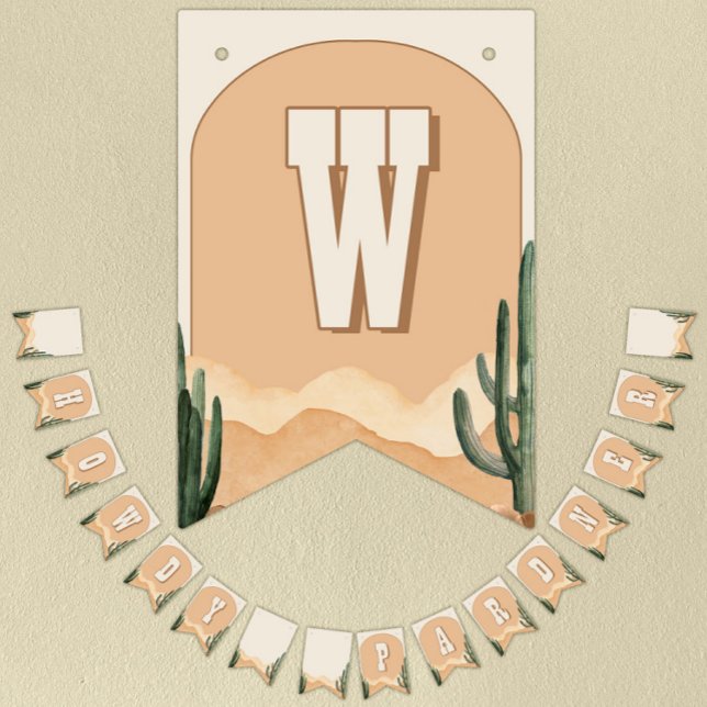 Howdy Pardner Western Birthday, Baby Shower Cowboy Bunting Flags (Creator Uploaded)