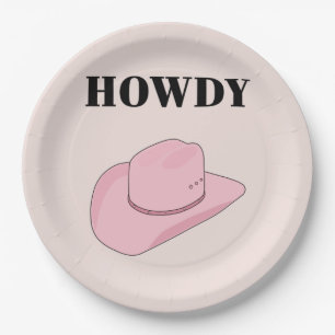 Howdy Pink Cowboy Hat Paper Plate