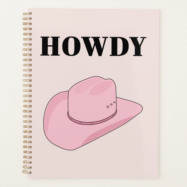 Howdy Pink Cowboy Hat Planner (Front)