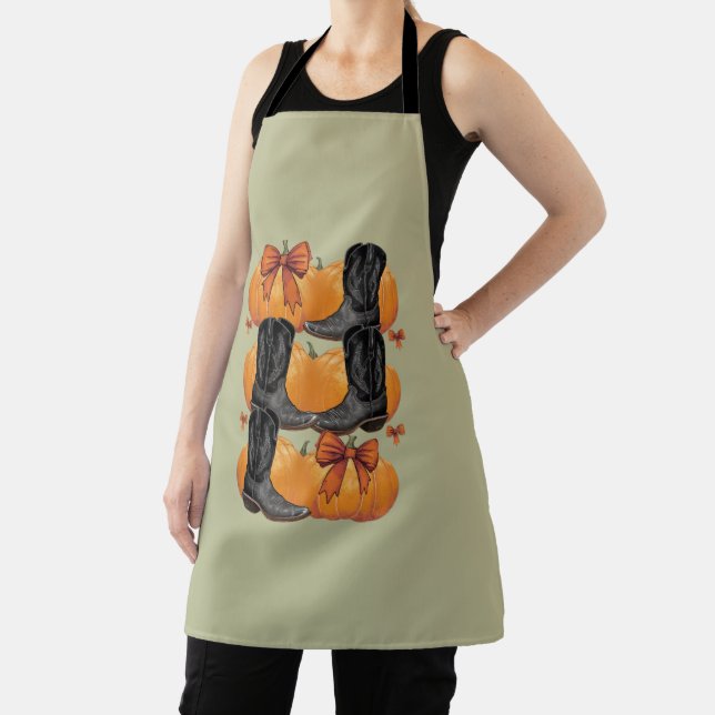 Howdy Pumpkin Western Fall Coquette Bow Cowgirl Apron (Insitu)
