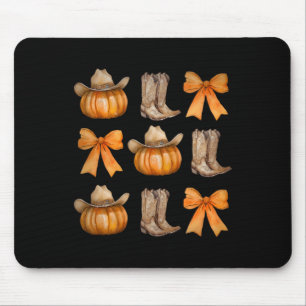 Howdy Pumpkin Western Fall Coquette Bow Thanksgivi Mouse Pad