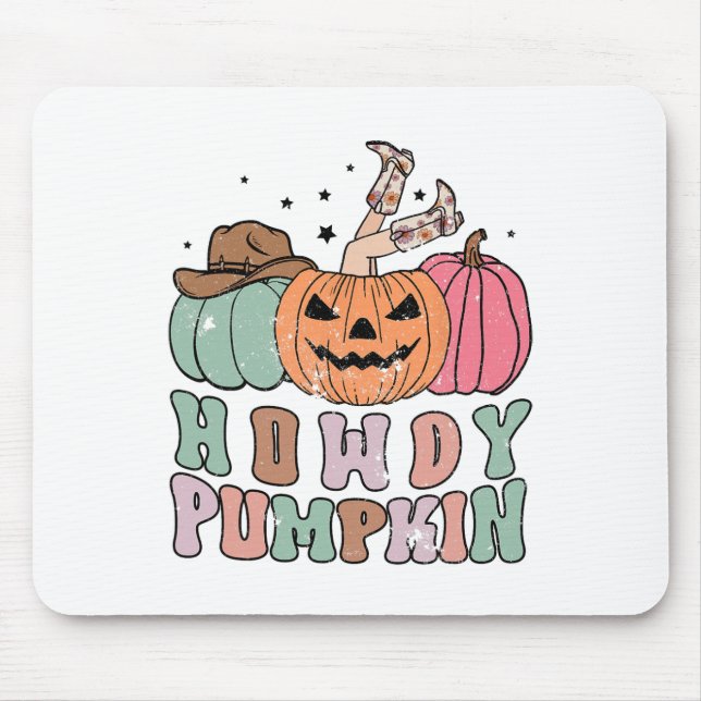 Howdy Pumpkin Western Fall Rodeo Halloween  Mouse Pad (Front)