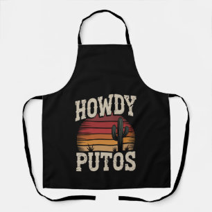 Howdy Putos Funny Cactus Retro Vintage Apron