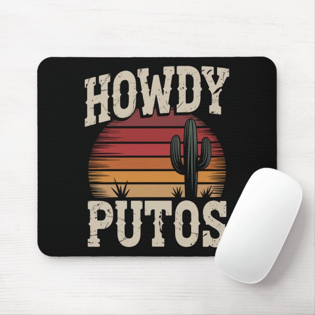Howdy Putos Funny Cactus Retro Vintage Mouse Pad (With Mouse)