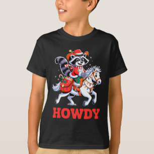 Howdy Raccoon Cowboy Christmas Holiday Animal T-Shirt