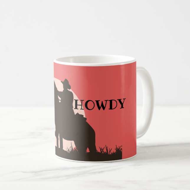 Howdy Ranch Cowboy Horse Western Coffee Mug (Devant droit)