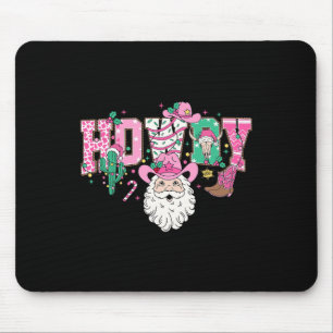 Howdy Santa Claus Pink Christmas Country Cowboy Sa Mouse Pad