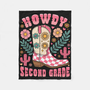 Howdy Second Grade Western 2nd Grade Teacher Cowbo Fleece Blanket