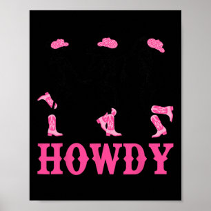 Howdy Skeleton Dancing Western Cowgirl Halloween P Poster
