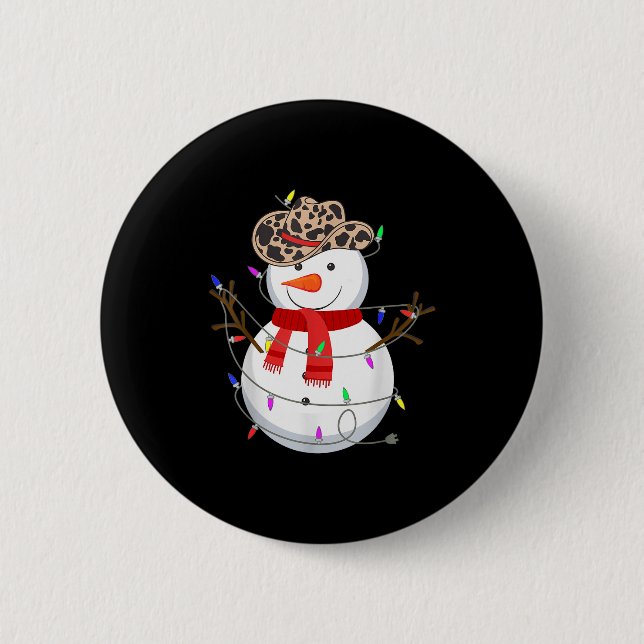 Howdy Snowman Funny Cowboy Hat Western Christmas 2 2 Inch Round Button (Front)