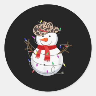 Howdy Snowman Funny Cowboy Hat Western Christmas 2 Classic Round Sticker