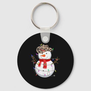 Howdy Snowman Funny Cowboy Hat Western Christmas 2 Keychain