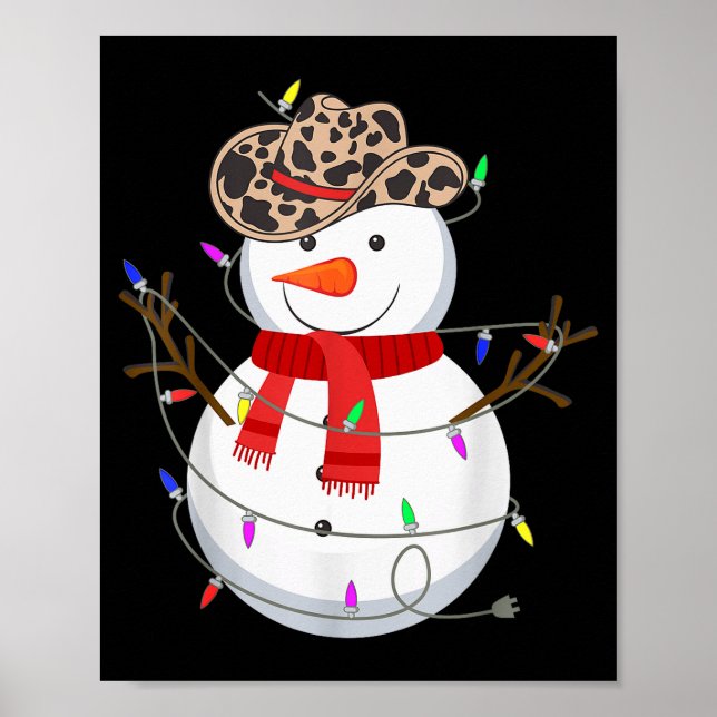 Howdy Snowman Funny Cowboy Hat Western Christmas 2 Poster (Front)