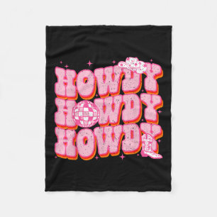 Howdy Southern Western Girl Country Rodeo Pink Cow Fleece Blanket