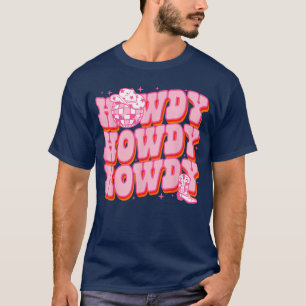 Howdy Southern Western Girl Country Rodeo Pink Cow T-Shirt