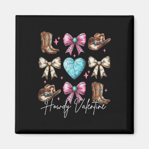 Howdy Valentine Coquette Bow Boots Hats Turquoise  Magnet