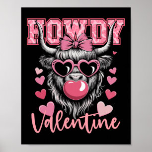 Howdy Valentine Cow Bubble Western Cowboy Valentin Poster